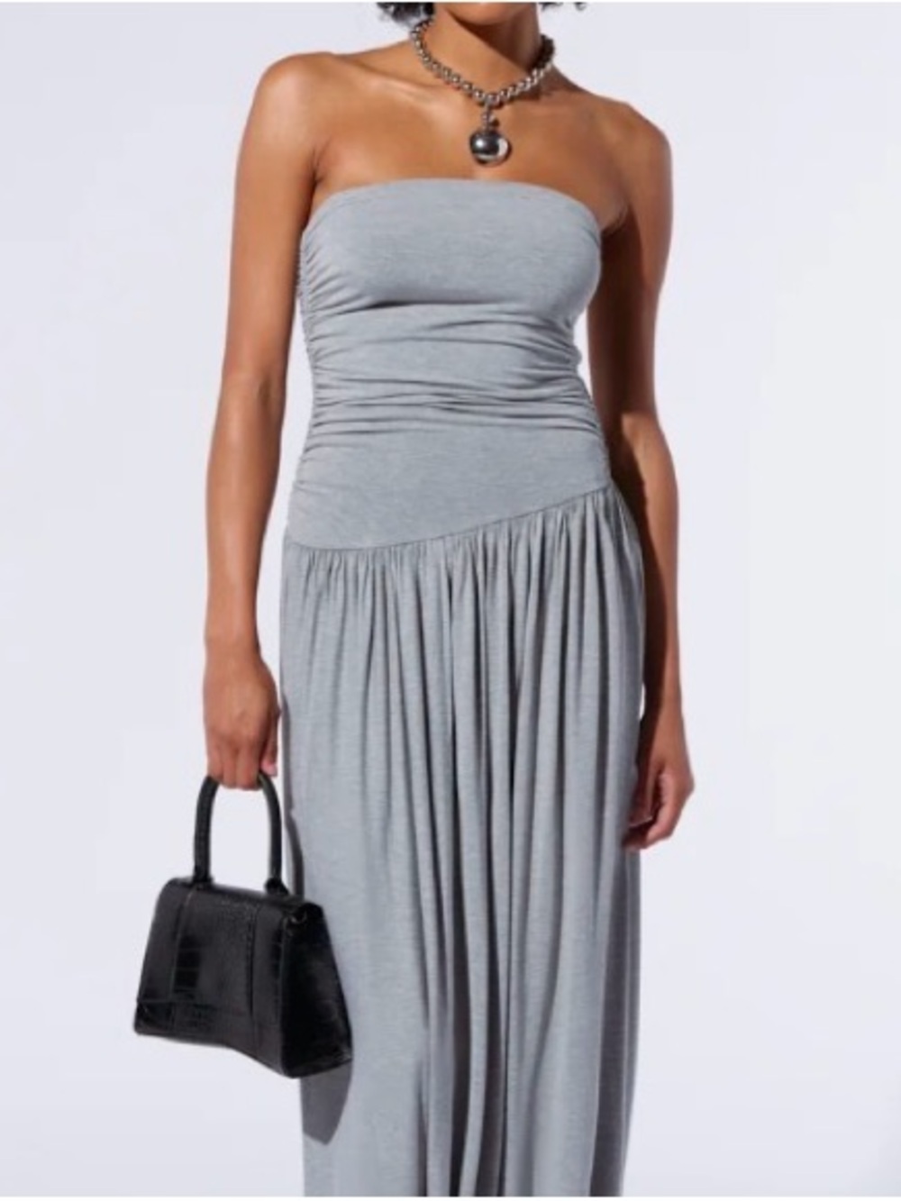 Free People Strapless Grey Maxi Jumpsuit